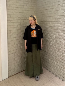 「HYSTERIC GLAMOUR（ヒステリックグラマー）のミリタリーロングスカート（スカート、グリーン系）」を使った、shi0ri68さん（レディース）の春コーディネート