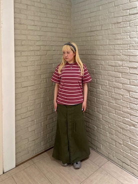 「HYSTERIC GLAMOUR（ヒステリックグラマー）のミリタリーロングスカート（スカート、グリーン系）」を使った、shi0ri68さん（レディース）の春コーディネート