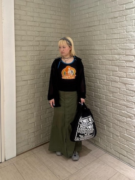 「HYSTERIC GLAMOUR（ヒステリックグラマー）のミリタリーロングスカート（スカート、グリーン系）」を使った、shi0ri68さん（レディース）の春コーディネート
