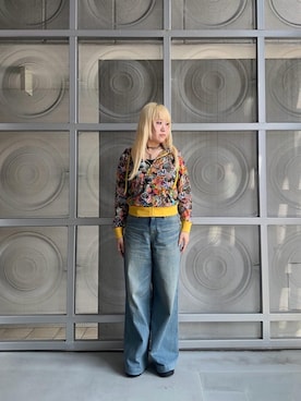 「HYSTERIC GLAMOUR（ヒステリックグラマー）のデニムワイドパンツ（デニムパンツ、ブルー系）」を使った、shi0ri68さん（レディース）の夏コーディネート