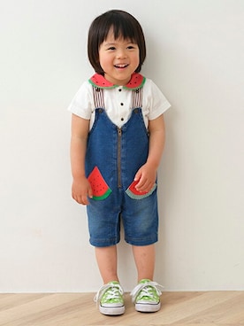 「ピクニック」｜「アイテム（オールインワン・サロペット）」を使った、kladskap　クレードスコープさん（キッズ・87cm）の夏コーディネート