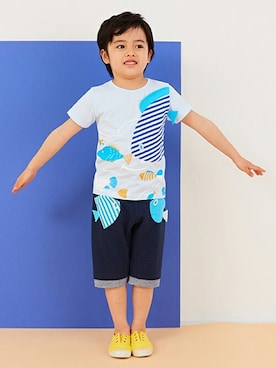 「baby cheer（ベイビーチアー）のアイテム」を使った、kladskap　クレードスコープさん（キッズ・111cm）の夏コーディネート