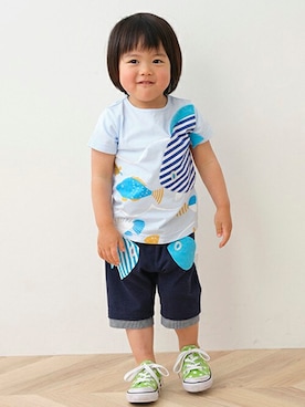 「baby cheer（ベイビーチアー）のアイテム」を使った、kladskap　クレードスコープさん（キッズ・87cm）の夏コーディネート
