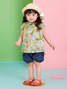 「sense of wonder」｜「アイテム（帽子）」を使った、kladskap　クレードスコープさん（キッズ・90cm）の春コーディネート
