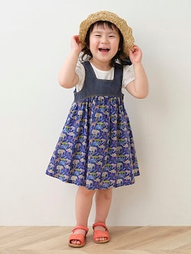 「sense of wonder」｜「アイテム（ジャンパースカート）」を使った、kladskap　クレードスコープさん（キッズ・91cm）の夏コーディネート