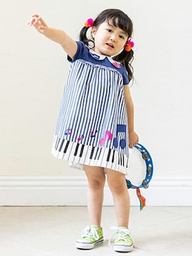 「baby cheer（ベイビーチアー）のアイテム」を使った、kladskap　クレードスコープさん（キッズ・93cm）の春コーディネート