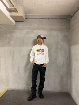 「HYSTERIC GLAMOUR（ヒステリックグラマー）のストレートデニムパンツ（デニムパンツ）」を使った、taichiさん（メンズ・174cm）の夏コーディネート