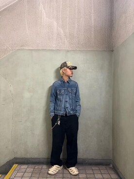 「HYSTERIC GLAMOUR（ヒステリックグラマー）の和紙チノ 尾錠付ワークパンツ（その他パンツ、ブラック系）」を使った、taichiさん（メンズ・174cm）の夏コーディネート