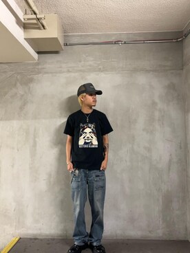 「HYSTERIC GLAMOUR（ヒステリックグラマー）のブッシュデニムパンツ（デニムパンツ、ブルー系）」を使った、taichiさん（メンズ・174cm）の夏コーディネート