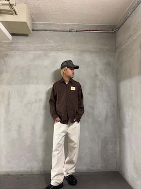 「HYSTERIC GLAMOUR（ヒステリックグラマー）のルーズストレートパンツ（その他パンツ、ホワイト系）」を使った、taichiさん（メンズ・174cm）の夏コーディネート
