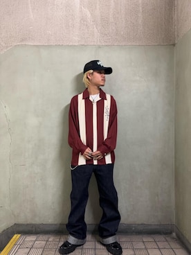 「HYSTERIC GLAMOUR（ヒステリックグラマー）のリジットデニム ストレートバギーパンツ（デニムパンツ、ブルー系）」を使った、taichiさん（メンズ・174cm）の秋コーディネート