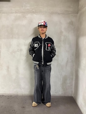 「HYSTERIC GLAMOUR（ヒステリックグラマー）のアイテム（スタジャン）」を使った、taichiさん（メンズ・174cm）の冬コーディネート