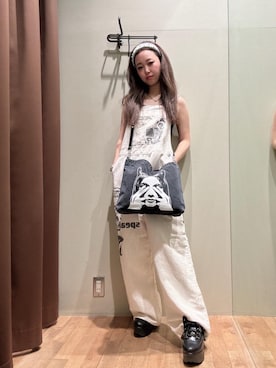 「HYSTERIC GLAMOUR（ヒステリックグラマー）のアイテム（オールインワン・サロペット）」を使った、hzktoさん（レディース・161cm）の夏コーディネート