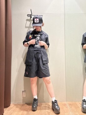 「シャツ 」｜「アイテム（キャップ）」を使った、hzktoさん（レディース・161cm）の夏コーディネート