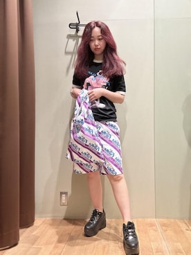 「アイテム（エコバッグ/サブバッグ、パープル系）」を使った、hzktoさん（レディース・161cm）の夏コーディネート