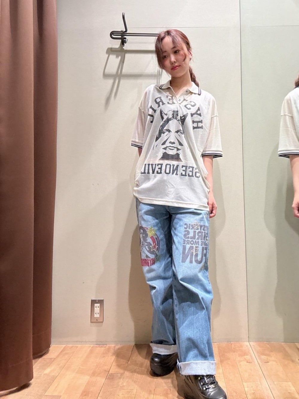 ヒステリックグラマー　see no evil　ラメ糸　ポロシャツ　シースルー ヒステリックグラマー see no evil ラメ糸 ポロシャツ シースルー
