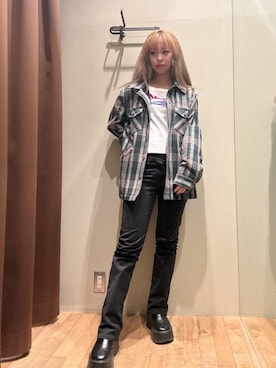 「シャツ 」｜「アイテム（ブルゾン）」を使った、hzktoさん（レディース・161cm）の冬コーディネート