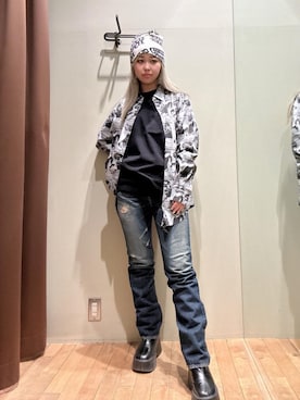 「シャツ 」｜「アイテム（帽子）」を使った、hzktoさん（レディース・161cm）の冬コーディネート