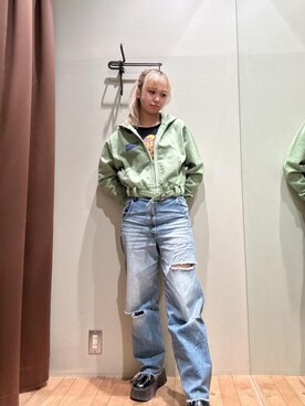 「HYSTERIC GLAMOUR（ヒステリックグラマー）のBLACK MAGIC WOMAN チビTシャツ（Tシャツ/カットソー）」を使った、hzktoさん（レディース・161cm）の冬コーディネート