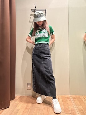 「シャツ 」｜「アイテム（帽子）」を使った、hzktoさん（レディース・161cm）の春コーディネート