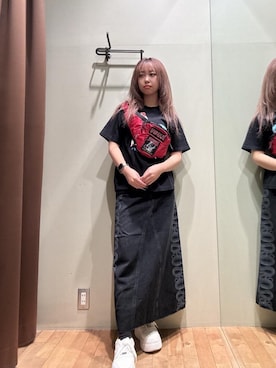 「アイテム（ボディバッグ/ウエストポーチ、レッド系）」を使った、hzktoさん（レディース・161cm）の春コーディネート