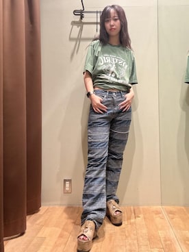 「HYSTERIC GLAMOUR（ヒステリックグラマー）のLADYLAND ACADEMY Tシャツ（Tシャツ/カットソー）」を使った、hzktoさん（レディース・161cm）の夏コーディネート