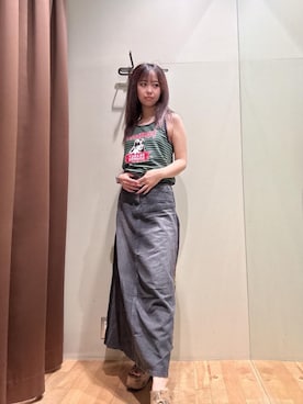 「アイテム（キャミソール、グリーン系）」を使った、hzktoさん（レディース・161cm）の夏コーディネート