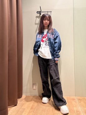 「アイテム（スタジャン）」を使った、hzktoさん（レディース・161cm）の夏コーディネート