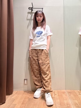 「HYSTERIC GLAMOUR（ヒステリックグラマー）のBAD ASS LOGO柄 スウェットパンツ（その他パンツ）」を使った、hzktoさん（レディース・161cm）の秋コーディネート