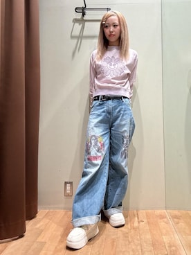 「アイテム（スウェット、パープル系）」を使った、hzktoさん（レディース・161cm）の秋コーディネート