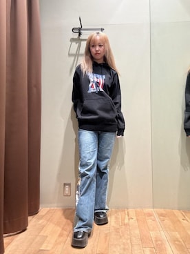 「HYSTERIC GLAMOUR（ヒステリックグラマー）のアイテム（パーカー）」を使った、hzktoさん（レディース・161cm）の秋コーディネート