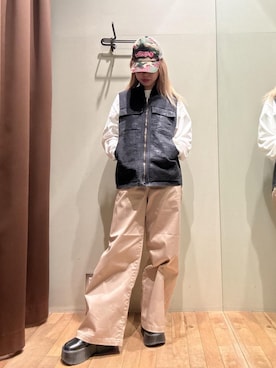 「HYSTERIC GLAMOUR（ヒステリックグラマー）のアイテム（ベスト）」を使った、hzktoさん（レディース・161cm）の秋コーディネート