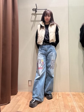 「HYSTERIC GLAMOUR（ヒステリックグラマー）のアイテム（デニムパンツ）」を使った、hzktoさん（レディース・161cm）の秋コーディネート