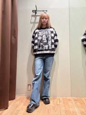 「HYSTERIC GLAMOUR（ヒステリックグラマー）のアイテム（デニムパンツ）」を使った、hzktoさん（レディース・161cm）の秋コーディネート