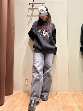 「HYSTERIC GLAMOUR（ヒステリックグラマー）のアイテム（デニムパンツ）」を使った、hzktoさん（レディース・161cm）の秋コーディネート