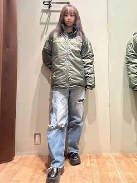 「アイテム（ミリタリージャケット）」を使った、hzktoさん（レディース・161cm）の秋コーディネート