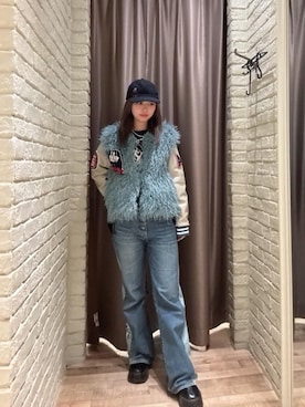 「HYSTERIC GLAMOUR（ヒステリックグラマー）のVIXEN LINE刺繍 キャップ（キャップ）」を使った、hzktoさん（レディース・161cm）の冬コーディネート