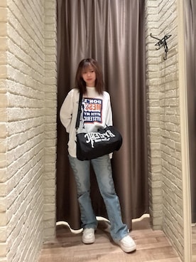 「アイテム（ドラムバッグ）」を使った、hzktoさん（レディース・161cm）の春コーディネート