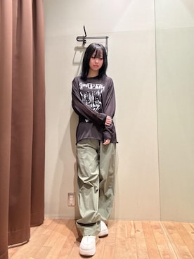 「HYSTERIC GLAMOUR（ヒステリックグラマー）のカーゴパンツ（その他パンツ、グリーン系）」を使った、hzktoさん（レディース）の春コーディネート