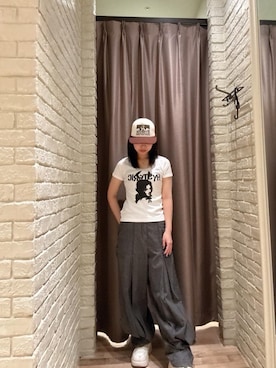 「HYSTERIC GLAMOUR（ヒステリックグラマー）のGUITAR GIRL メッシュキャップ（キャップ、ブラウン系）」を使った、hzktoさん（レディース）の春コーディネート