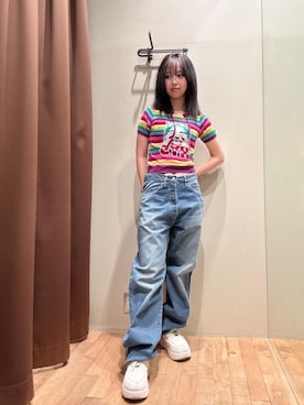 「HYSTERIC GLAMOUR（ヒステリックグラマー）のWAP加工 バギーストレートパンツ（デニムパンツ、ブルー系）」を使った、hzktoさん（レディース）の春コーディネート