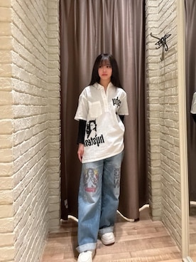 「HYSTERIC GLAMOUR（ヒステリックグラマー）のDEVIL WOMAN プルオーバーシャツ（シャツ/ブラウス、ホワイト系）」を使った、hzktoさん（レディース）の春コーディネート