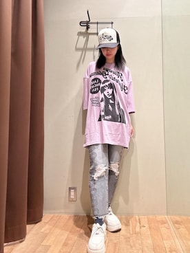 「アイテム（帽子）」を使った、hzktoさん（レディース・161cm）の春コーディネート