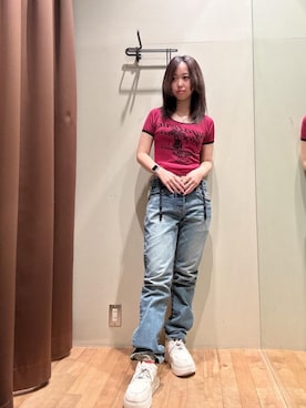 「HYSTERIC GLAMOUR（ヒステリックグラマー）のHYS SP加工 スリムストレートデニムパンツ（デニムパンツ、ブルー系）」を使った、hzktoさん（レディース）の春コーディネート