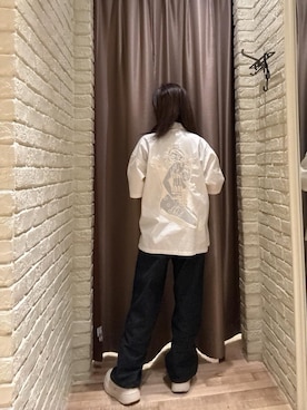 「HYSTERIC GLAMOUR（ヒステリックグラマー）の1タックワイドデニムパンツ（デニムパンツ、ブルー系）」を使った、hzktoさん（レディース）の夏コーディネート