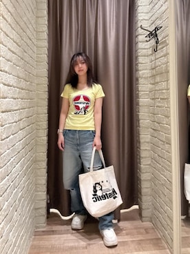 「HYSTERIC GLAMOUR（ヒステリックグラマー）のトートバッグ（トートバッグ、ブラック系）」を使った、hzktoさん（レディース）の夏コーディネート