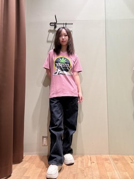 「HYSTERIC GLAMOUR（ヒステリックグラマー）の1タックワイドデニムパンツ（デニムパンツ、ブルー系）」を使った、hzktoさん（レディース）の夏コーディネート