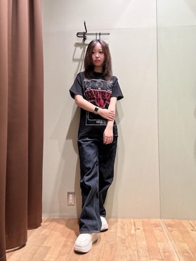 「HYSTERIC GLAMOUR（ヒステリックグラマー）の1タックワイドデニムパンツ（デニムパンツ、ブルー系）」を使った、hzktoさん（レディース）の夏コーディネート