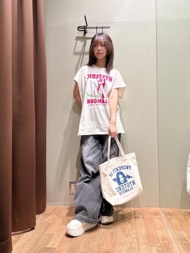 「HYSTERIC GLAMOUR（ヒステリックグラマー）のデニムワイドパンツ（デニムパンツ、ブラック系）」を使った、hzktoさん（レディース）の夏コーディネート