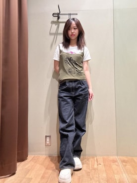 「HYSTERIC GLAMOUR（ヒステリックグラマー）の1タックワイドデニムパンツ（デニムパンツ、ブルー系）」を使った、hzktoさん（レディース）の夏コーディネート